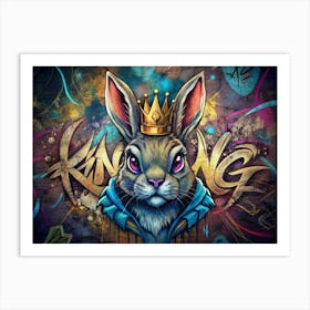 Graffiti Of A Rabbit Wearing A Crown Art Print