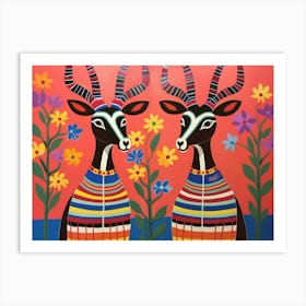 Okapi 2 Folk Style Animal Illustration Art Print