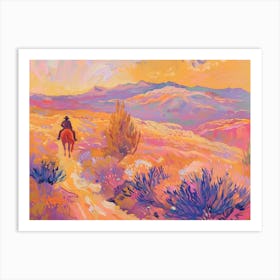 Cowboy Painting Sierra Nevada Mountains 5 Art Print