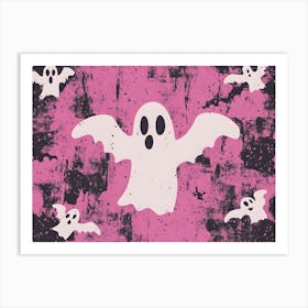 Ghosts On A Pink Background Art Print