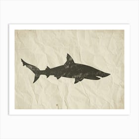 Largetooth Cookiecutter Shark Silhouette 2 Art Print