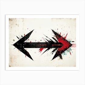 Arrow Icon Embodying Progress And Time Incorporates A Grunge Aesthetic With Splattered Paint On A V Art Print