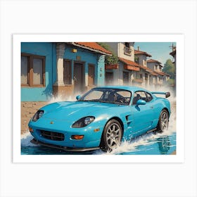 Blue car Art Print