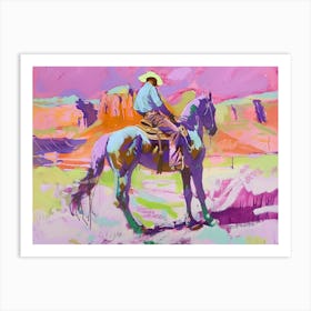 Neon Cowboy In Red Rock Canyon Nevada 1 Painting Art Print
