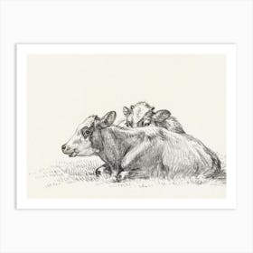 Two Lying Cows (1826), Jean Bernard Art Print