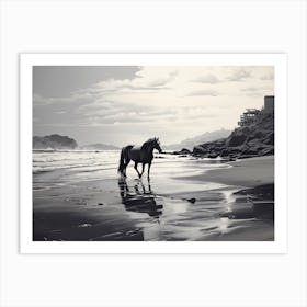 A Horse Oil Painting In Cannon Beach Oregon, Usa, Landscape 3 Art Print