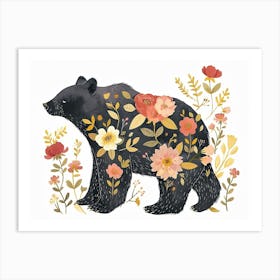 Little Floral Black Bear 3 Art Print