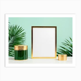 Square Composition Framed By A Modern Minimalist Jungle Inspired Decor Featuring A Graphic Style (2) Art Print