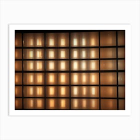 Abstract Image Of A Grid Of Glowing Squares With A Warm Light, Creating A Geometric And Futuristic Effect Art Print