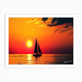 Sunset Aesthetic - Sailboat At Sunset Art Print