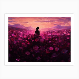 Girl In A Field Of Flowers Art Print