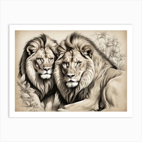 Two Lions Art Print