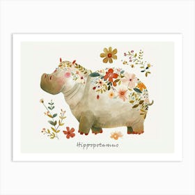 Little Floral Hippopotamus 2 Poster Art Print