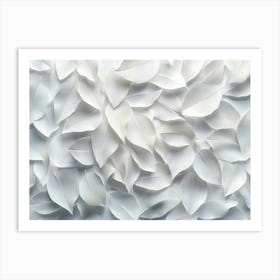 3d Art White Leaves Background 3 Art Print