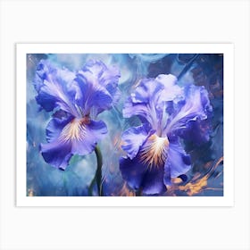 Blue Iris Flowers Art Print