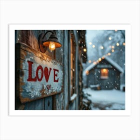 Love Sign In The Snow Art Print