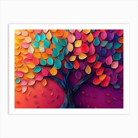 Elegant Colorful Tree with Vibrant Leaves Hanging Branches 7 Art Print