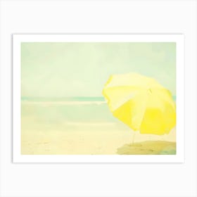 Yellow Umbrella On The Beach 1 Art Print