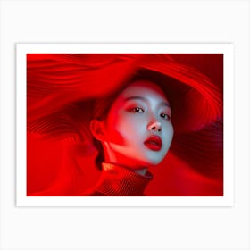 Asian Woman In Red Hat Art Print