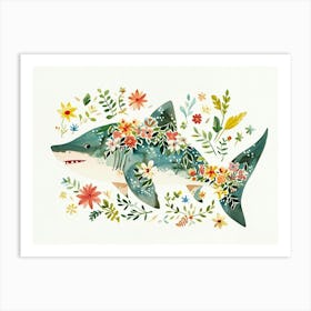 Little Floral Shark 1 Art Print