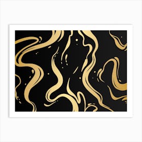 Liquid Black Marble Art Print