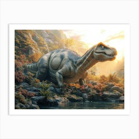 3d Dinosaur Made of Stone Art Print