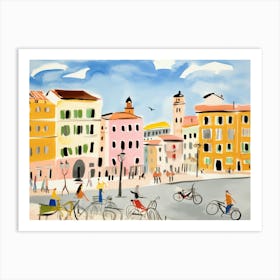 Livorno Italy Cute Watercolour Illustration 4 Art Print