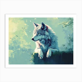 Fantasy Illustration of a Wild Animal Wolf 2 Art Print