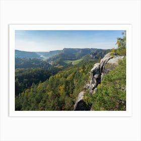 Sandstones and autumn forest in Saxon Switzerland, Gamrig Art Print