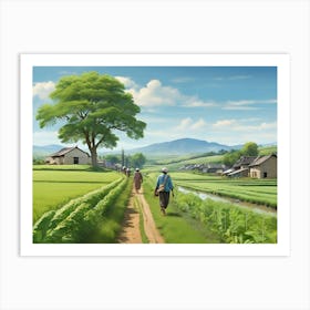 Asian Village paintings art print 3 Art Print