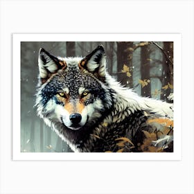 Wolf In The Woods 24 Art Print