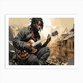 Man Playing Guitar In The City Art Print