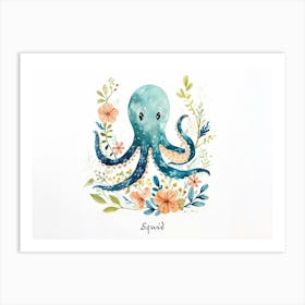 Little Floral Squid 1 Poster Art Print