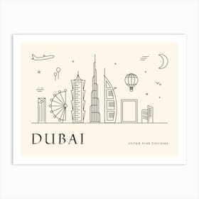 Dubai Skyline travel poster Art Print