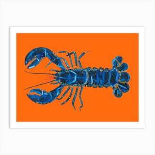 Lobster On Orange Art Print