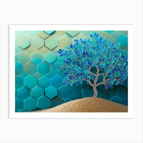 Blue Tree In The Desert 1 Art Print