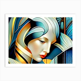 Art Deco Blue Woman Art Print