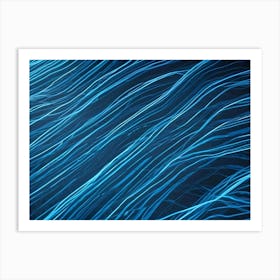 Abstract Background With Glowing Blue Lines On A Dark Background Art Print