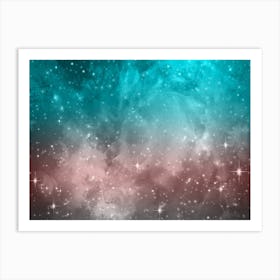 Aqua Black Galaxy Space Background Art Print