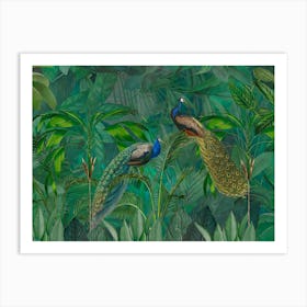 Peacocks In The Jungle Art Print