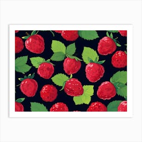 Seamless Pattern Of Raspberries Art Print