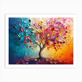 Elegant Colorful Tree with Vibrant Leaves Hanging Branches 1 Art Print