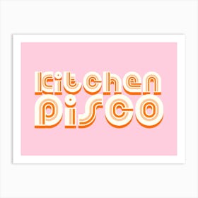 Kitchen Disco Typography Orange on Pink Art Print