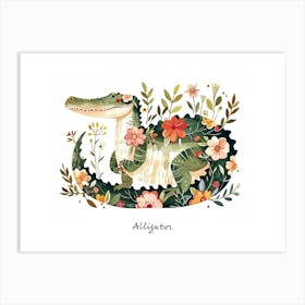 Little Floral Alligator 1 Poster Art Print