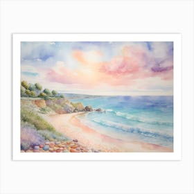 Watercolor Of The Beach Art Print