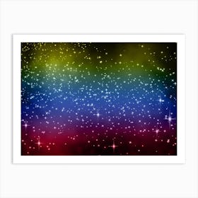 Red, Blue, Yellow Shining Star Background Art Print