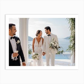 Wedding In Santorini Art Print