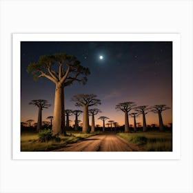 Baobab Trees At Night Art Print