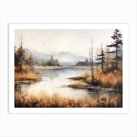 A Painting Of A Lake In Autumn 63 Art Print