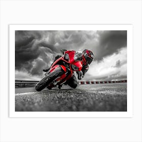 Rider On Red Bike (19) Art Print